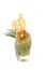 Appetizer in a glass, avocado cream with tiger prawn, parmesan c