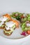 Appetizer healthy food sandwich fish vegetables sauce