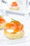 Appetizer - potato bun with salted salmon, red caviar