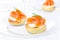 Appetizer - potato bun with salted salmon, red caviar