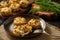 Appetizer - potato muffins with chicken meat and cheese.