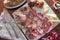 Appetizer, raw ham, capocollo, loin, liver sausage, local salami and pecorino