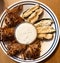 appetizer sample plate, chicken wings, jalapenos stuffed
