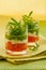Appetizer with tomato,cheese and pesto