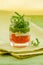 Appetizer with tomato,cheese and pesto
