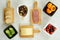 Appetizers in flat lay