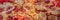 Appetizing background pepperoni pizza closeup filling the frame BANNER, LONG FORMAT