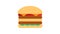 Appetizing burger with filling on a white background, vector illustration. double burger with sesame seeds on top. double meat