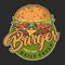 Appetizing burger vintage colorful emblem