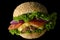 Appetizing cheeseburger on a dark background