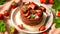Appetizing chocolate cake with strawberries, mint berry delicious biscuit nutrition
