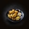 Appetizing delicious deep fried bananas, national Chinese dessert dish, isolated on black background