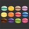 appetizing and delicious macaroons. various colors.