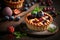 appetizing dessert plum mini pie with delicious berry filling