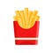 Appetizing french fries red cardboard pack isometric icon vector illustration frying potato slice
