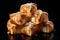 Appetizing fresh cube croissant with on black background