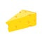 Appetizing fresh yellow cheese triangle piece with holes vector isometric illustration