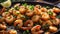Appetizing fried shrimp, parsley prepared food cooking delicious gourmet snack appetite