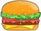 Appetizing hamburger with meat, cheese, lettuce and tomato