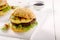 Appetizing Hawaiian Burger on a White Table