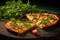 an appetizing image of a pizza topped with fresh, vibrant rucola