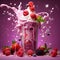 Appetizing Image of Sumptuous Raspberry Smoothie Crowned with Fresh Berries. Generative Ai