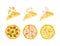 Appetizing Italian Pizza Slice and Whole as Round Hot Dough Topped with Ingredients Vector Set