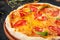 Appetizing margarita tomatoes pizza melted cheese
