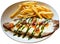 Appetizing Milanesa caprese veal served with french fries