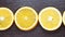 Appetizing orange circles lying on a wooden background.