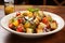 Appetizing Panzanella Salad with Fresh Ingredients and Copy Space for Restaurant Menu