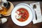 Appetizing pappa al pomodoro soup with tomatoes