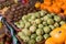 Appetizing pears on counter in market