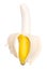 Appetizing peeled ripe banana isolated on a white background