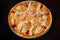 Appetizing pizza with seafood