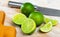 Appetizing ripe lime on a wooden table
