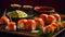Appetizing rolls Japanese style sushi lunch healthy seaweed food cuisine seaweed