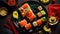 Appetizing rolls Japanese style tasty fish healthy closeup meal food cuisine seaweed