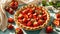 Appetizing strawberry pie, fresh berries on old background gourmet pastry eating