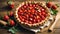 Appetizing strawberry pie, fresh delicious on old background gourmet pastry eating
