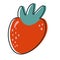 Appetizing strawberry on a transparent background with a contour. Fresh juicy berry with bright leaves in a flat style