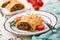 Appetizing strudel with minced beef