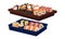 Appetizing Sushi and Maki as Delicious Oriental Food on Wooden and Plastic Tray Vector Set