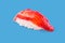 appetizing sushi with smoked salmon on a blue background for a food delivery site 1