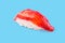 appetizing sushi with smoked salmon on a blue background for a food delivery site 2