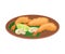 Appetizing Thai Food of Deep Fried Shrimps and Mushrooms Served on Ceramic Plate Side View Vector Illustration