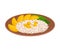 Appetizing Thai Food of Rice with Mango Slices Served on Ceramic Plate Side View Vector Illustration