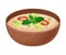 Appetizing Thai Food of Rice with Vegetables Served in Ceramic Bowl Side View Vector Illustration