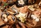 Appetizing Various Tapas on Wooden Table