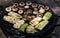 Appetizing zucchini and mushroom bake barbecue